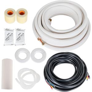50 FT Air Conditioning Copper Hose Hose Extension, 1/4 and 1/2 Inch Thickened Insulation Cotton with Nuts and Other Accessories Fit for Mini Split Air Conditioner
