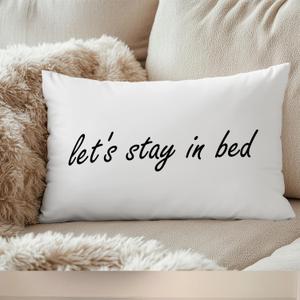 Let's Stay in Bed Pillow Covers 12x20, Decorative Pillow Covers for Bedroom, Home Couples Bedroom Decor Lumbar Pillow Covers