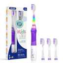 SEAGO Kids Electric Toothbrush with 2 Mins Brushing Timer and 4 Replacement Brush Heads,Rainbow LED Light Make Brushing Fun, Purple Color Girls Battery Powerd Toothbrush for 3-8 Years OldSG-977