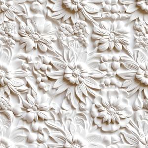 FunStick Off White 3D Floral Wallpaper Peel and Stick Embossed Flower Wallpaper for Bedroom Removable White Contact Paper Peel and Stick Wall Paper Decor for Bathroom Walls Cabinets Ceiling 17.5"x118"