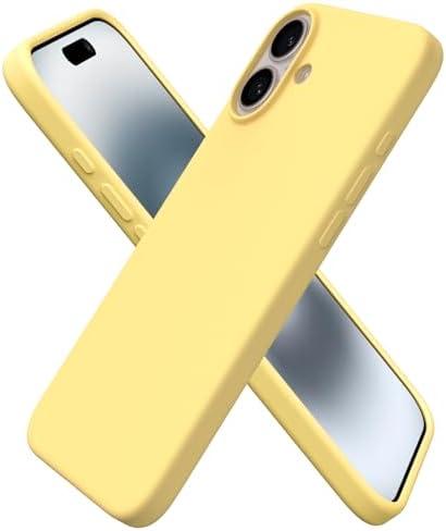 ORNARTO Compatible with iPhone 16 Plus Case 6.7, Slim Liquid Silicone 3 Layers Full Covered Soft Gel Rubber Phone Case Protective Cover 6.7 Inch, Buttercream Yellow