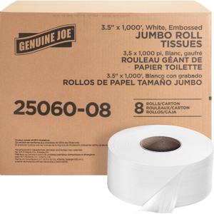 7 x Genuine Joe - GJO2506008 Jumbo Dispenser Roll Bath Tissue (Pack of 7), 3.5" X 1000'