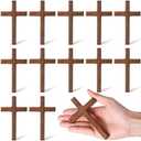 Bucherry 12 Pcs Solid Wooden Hand Crosses Bulk 4.72 x 2.76 Inch Pocket Wooden Hand Holding Crosses Religious Christian Gift for Craft & Art, Pray, Easter, Church, Communion (Brown)