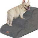 Made4Pets Dog Stairs Ramp for Small Dogs 15.7" H, 3-Step Dog Steps for Bed Couch Sofa and Chair, 35D Foam Pet Steps for Small Dogs and Cats, Non-Slip Bottom Pet Stairs, Grey