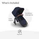 UPPAbaby RumbleSeat V3 Second Lower Seat - Compatible with Vista V2 and Vista V3 - All-Weather Seat + Magnetic Buckle Adapters Included - Noa (Navy/Carbon Frame/Saddle Leather)