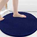 Arotive Bathroom Rugs Round 30x30, Extra Soft Absorbent Shaggy Chenille Bath Rugs, Machine Washable Rubber Backing Non-Slip Bath Mats for Bathroom Floor Tub and Shower, Home Decor Accessories, Navy