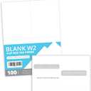Blue Summit W2 Forms 2025 with Envelopes, Blank W2 4 UP Tax Forms 2025 4 Part, 100 Employee Perforated Paper, Compatible with QuickBooks Online, for E-Filing, Laser Inkjet, 100 Self Seal Envelopes
