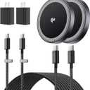 THREEKEY 2 Pack 15W Qi2 Certified Magnetic Wireless Charger 6.6ft Cable, Fast Charging Pad for iPhone 17-12&Airpods Series(20W Adapter Included)