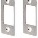 Deadbolt Restorer Strike Plates 2 Pack, Narrow-Side and Large Hole to Allow Dead Bolt to Pass Freely, Dead Lock Catcher Strikers (2, Silver), Small: 2-1/4" x 1" (2 Pack)