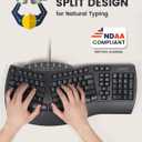 Perixx PERIBOARD-512B Wired Ergonomic Keyboard - Split Keyboard, Wrist Rest, Natural Typing - Wired USB Connectivity - US English - Black