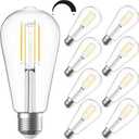 SHINESTAR 8-Pack Dimmable Vintage LED Edison Bulbs, 5.5W, 60W Equivalent, Warm White 2700K, ST58 Antique LED Decorative Filament Bulbs, E26 Medium Base, 80+ CRI, Clear Glass Style for Home