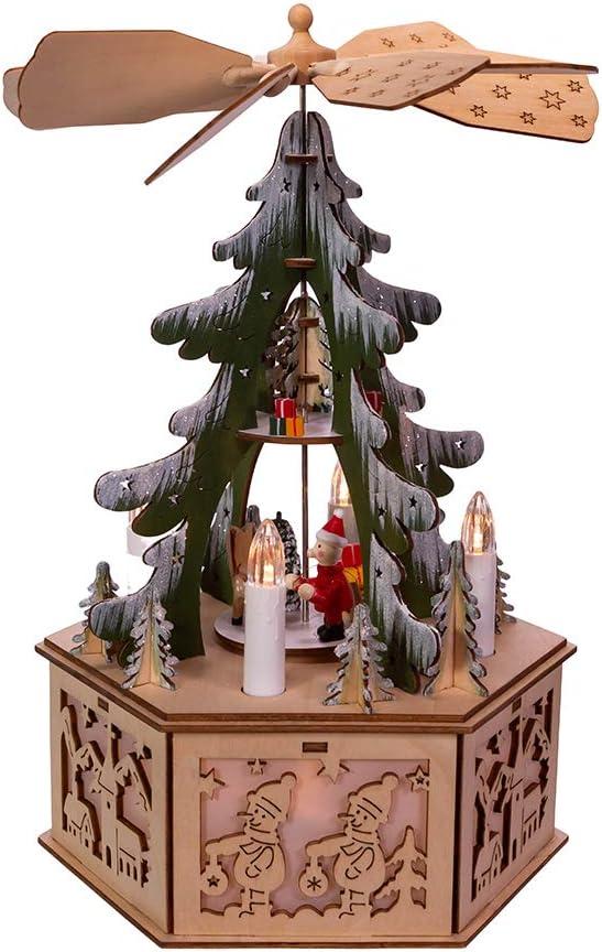 Kurt S. Adler 11-Inch Battery-Operated Musical LED Christmas Tree Windmill Scene Table Piece