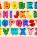 Attmu Alphabet Puzzles Wooden Puzzles for Toddlers Toy, Shape ABC Puzzle Alphabet Learning Toys Preschool Educational Toys Gift for Girls Boys