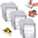 Reusable Aluminum Foil Sealable Storage Bags, Resealable Vacuum Zipper Pouches for Food, Stand Up Foil Sealable Bags with Label and Zip Lock for Vegetable Fruit Meat (30PCS, Medium)