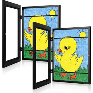 [2-Pack] Kids Frames, 8.5x11 Front Opening Kids Artwork Frames Changeable, Black Artwork Display Storage Frame for Wall, Holds 50 Pcs, for 3D Picture, Crafts, Children Drawing, Hanging Art, Portfolio