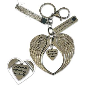 3 x Keychain for Women, Girl Charms for purse, Cute decorative Guardian angel wings, Cute keychains for Women. (Gray)