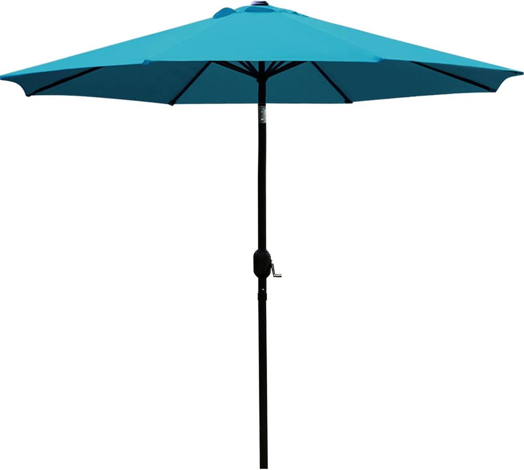 Sunnyglade 9' Patio Umbrella Outdoor Table Umbrella with 8 Sturdy Ribs (Teal Blue)