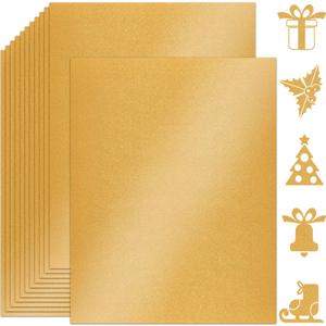 25 Sheets Yellow Gold Shimmer Cardstock Paper 8.5'' x 11'', 250gsm/92lb Double Sided Pearlescent Paper for Scrapbook, Invitations, Printing and DIY Cards