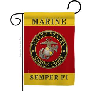 US military Marine Corps USMC Semper Fi Flag Double-Sided Lawn Decoration Gift House Garden Yard Banner United State American Military Veteran, 12" x 18.5 Made in USA