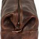 HLC Leather Toiletry Bag for Men Best Gift Premium Genuine Dopp Kit Shaving Kit Organizer Travel Kit Pouch Bag 10 inch Size (Brown)