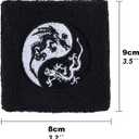 Outdoor Sweat Band for Wrist- Embroidered Yoga Sweat Absorbent Wrist Band - Terrycloth Black Arm Band for Sport (Yin Yang dragon)