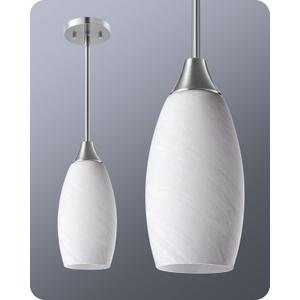 EDISHINE Pendant Light Fixture, Handcrafted Art Glass Hanging Light, Hardwired Ceiling Light, White Marble Glass Shade, Adjustable Brushed Nickel Rods, E26 Base, Pendant Lamp for Kitchen Bathroom Bar