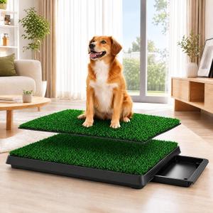 Dog Grass Pad with Tray,25 x 20 in Puppy Potty with 2 Turf Mats