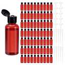 150 Pcs 2 oz/60ml Clear Plastic Empty Bottles with Flip Cap, Travel Bottles Plastic Bottle with Lids for Toiletries Lotions Shampoo Creams Dispensing with 20 Funnels and 20 Dropper(Red)