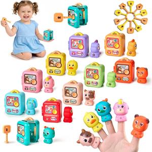 10pcs Animal Finger Puppets with Geometric Key Treasure Lock, Fine Motor Skill Toys for Toddlers, Counting, Matching & Sorting Montessori Learning Toy for Baby Boys Girls