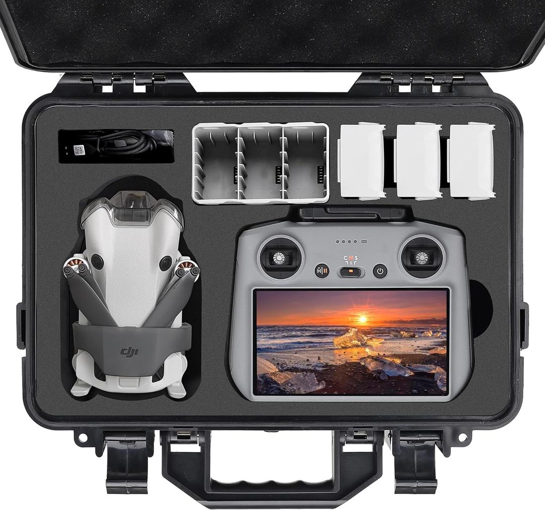 Professional Mini 4 Pro Hard Case, Waterproof Travel Carrying Case Bag for DJI Mini 4/3 Pro, with RC-N2/RC 2 Remote & Accessories (Mini 3/4 Pro Hard Case)