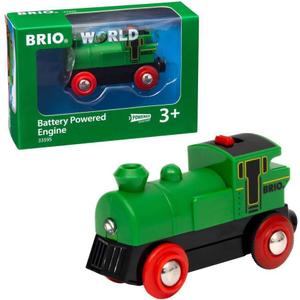 BRIO World 33595 Engine Train - Battery Powered Wooden Toy for Kids | Forward & Reverse Movement | Illuminating Headlights | Ideal for Toddlers 3 Years & Up
