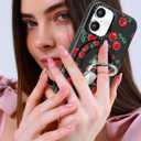 Toycamp for iPhone 16 Case Compatible with Magsafe - Cute Design 360 Magnetic Ring Holder Stand Kickstand Funny Cherry Girly Pretty Fashion TPU Phone Covers for Women Tenn Girls