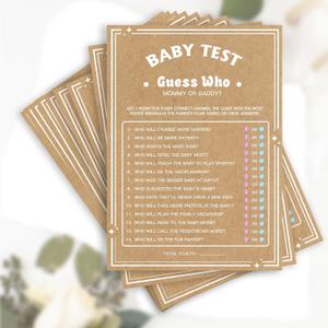 Baby Shower Games for Girl or Boy, 60PCS Funny Baby Shower Games, Mommy or Daddy Guess Who Gamekraftpaper