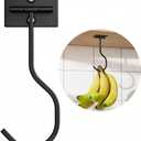 Bussdis Under Cabinet Banana Hook Foldable - Adhesive Bananas Hanger, Heavy Duty Stainless Banana Holder (13lb), Magnetic Fold-Up When Not in Use, Premium Material, Black