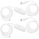 5V USB Switch Extension Cable, 2Pcs 5.58FT USB 2.0 A Male Plug and 2 Pin 2 Wire Power Charge Cable Connector DIY for 5V USB Fan, LED Strips, Desk Lamp, Driving Recorder, LED Strip (White)