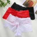 WDIRARA Women's 3 Pack Sexy Floral Lace Mesh Mid Rise Underwear Panty Set (S)