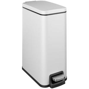 Veelesa Slim Bathroom Trash Can with Lid Soft Close, 1.6 Gallon Stainless Steel Garbage Can with Removable Inner Bucket, Durable Step Pedal, Small Trash Bins for Toilet, Bedroom, Kitchen, Office : Home & Kitchen