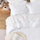 Andency Blue Floral Ruffle Comforter Full, Flower Printed Bedding Set
