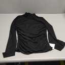 REORIA Womens Trendy Sexy Mock Turtle Neck Long Sleeve Sheer Mesh Ruched Going Out Bodysuits Tops (Medium, Black)