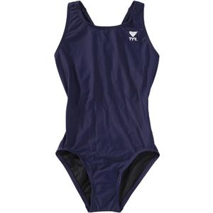 TYR Sport Girl's Solid Maxback Swim Suit (Navy, 24)
