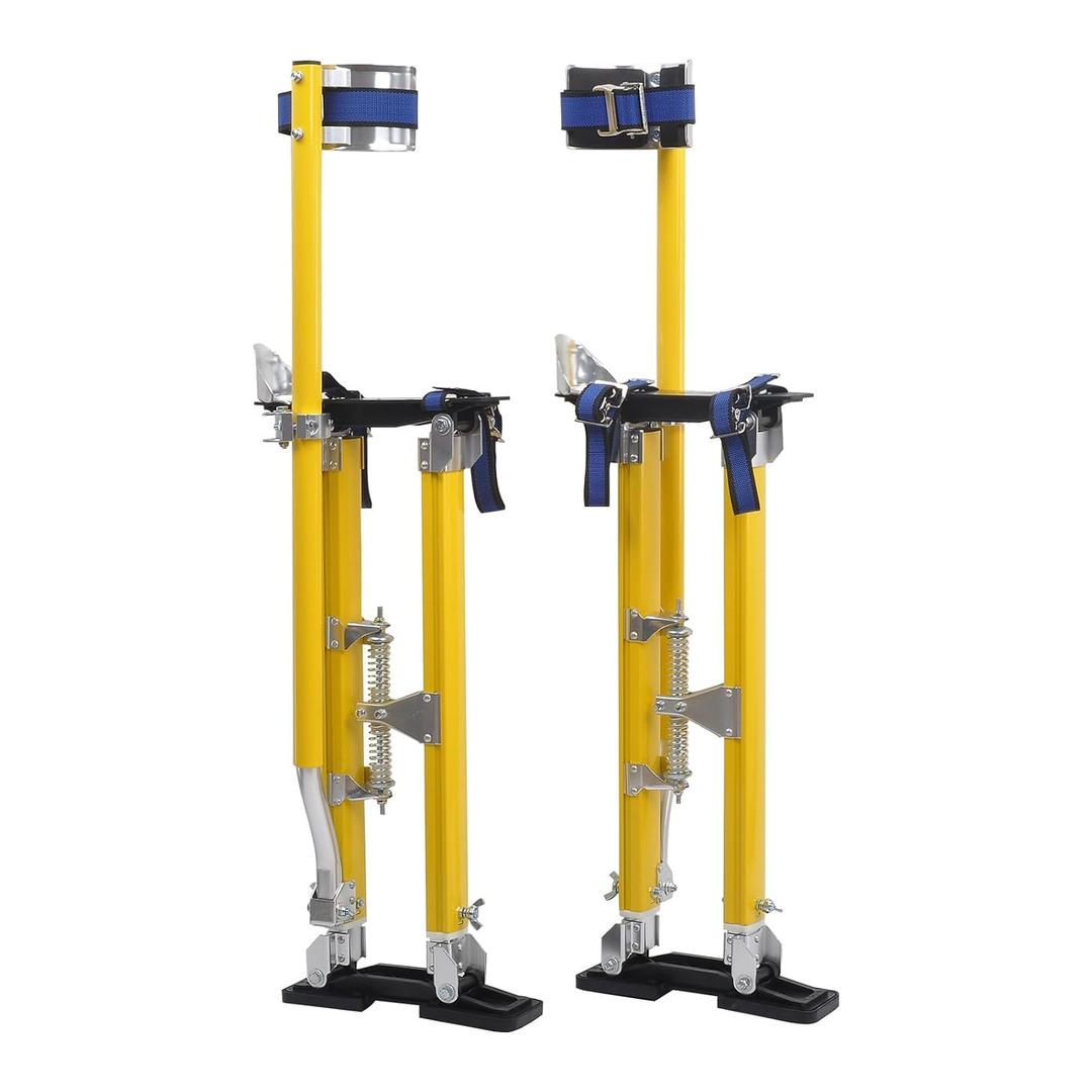 Drywall Stilts 24-40 Inch Height Adjustable Lifts Aluminum Tool for Painting Finishing Pruning Branches Cleaning - Yellow (24" - 40")