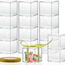 Clear Plastic Square Cube,15 Pack Small Acrylic Plastic Storage Box with Lids Transparent Clear Square Containers Display Boxes Gift Box with Glitter Ribbon for Candy Pill Jewelry Christmas (1.8
