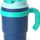 Fimibuke Kids Insulated Tumbler with Handle & Straw - 16oz Leak Proof Toddler Tumbler with Sip/Swig 2-in-1 Lid, BPA FREE 18/8 Stainless Steel Kids Water Bottle Drinking Cups Travel Mugs for Boys Girls (A3.Navy Blue)