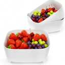 Colander for Kitchen, Detachable Fruit Bowl with Drip Tray, Plastic Food Strainer for Fruits, Vegetables, Berries and Pasta, Colander Set for Home and RV Use, Dishwasher Safe