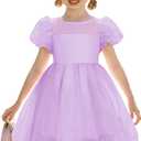Arshiner Toddler Tulle Dress Girls Summer Party Bubble Dresses Puff Short Sleeve Casual Clothes for Girl 2-7T (Purple)