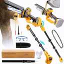 Ecarke 2-in-1 Electric Pole Saw Compatible with Dewalt 20V Battery, 6 Inch Mini Chainsaw Brushless Tree Trimmer with Extension Pole, 16FT Max Total Reach, Tree Saw for Trimming Pruning (Tool Only)