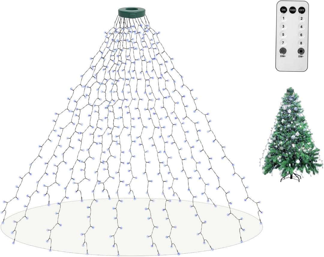 aneeway 400 LED Christmas Tree Lights, 6.6FT Christmas Lights with Remote Control & 8 Modes, 16 String Lights with Memory Function, Timer for Xmas Tree Decorations - White
