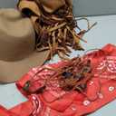 GERVAISE Womens Western Cowgirl Costume 70s Hippie Tassels Fringe Vest outfit Hat 5pcs, M