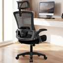 NEO CHAIR Office Desk Chair Computer High Back Mesh Gaming Seat with Ergonomic Adjustable Comfy Flip-up Armrests Lumbar Support Height for Home (Headrest Black)