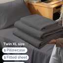 Twin XL Size 3 Piece Sheet Set - Comfy Breathable & Cooling Sheets - Hotel Luxury Bed Sheets for Women & Men - Deep Pockets, Easy-Fit, Soft and Wrinkle Free Sheets - Dark Grey Oeko-Tex Bed Sheet Set